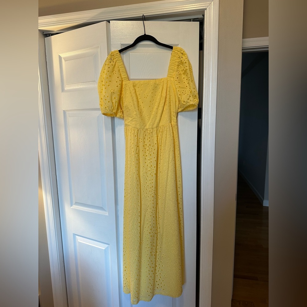 CeCe Yellow Long Sleeve Eyelet Dress